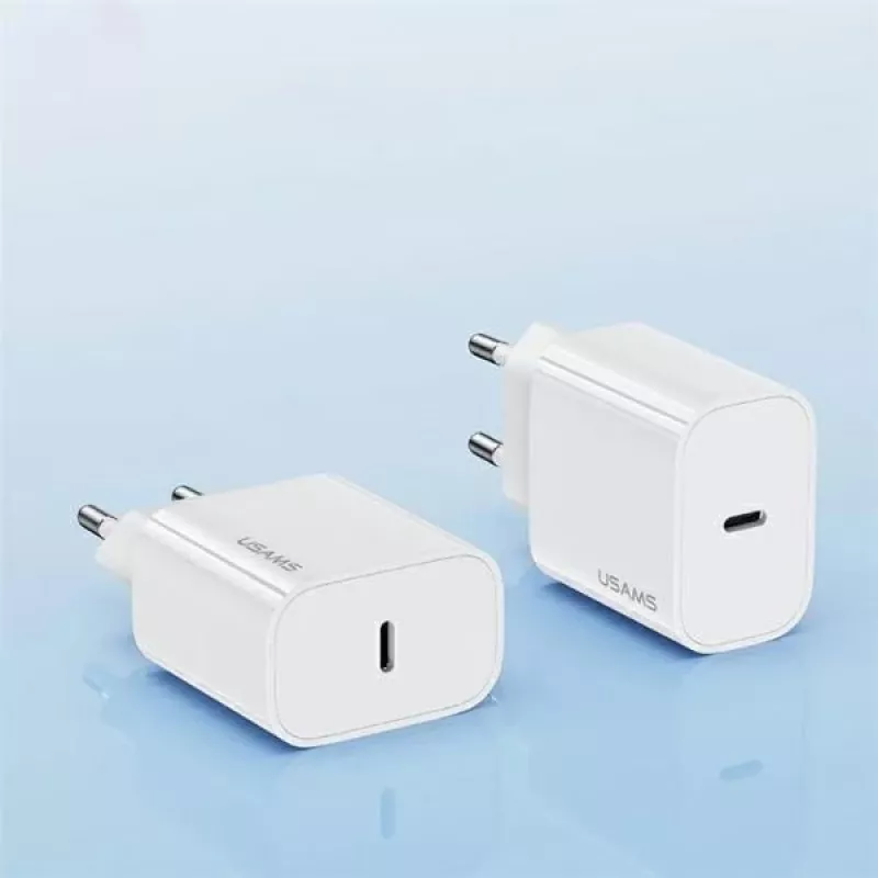 USAMS Yi Series T65 20W PD Fast Charger with USB-C to USB-C 60W Cable, White (OYXLTZ01)