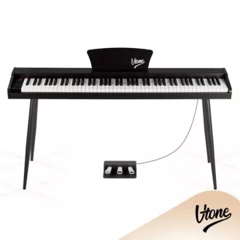 V-TONE BL-130 BK Digital Piano with 88 Graded Hammer Action Keys, 16 Voices, 128-Note Polyphony, 3 Pedals and 2x25W Speakers - Black