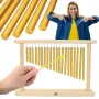 V-TONE CH20 Tubular Wind Chimes – 6 Aluminum Tubes, Wood Top, 60 cm, Natural Finish