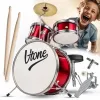 V-TONE VDJR 1 RD Mini Acoustic Drum Kit 3-Piece Red Junior Set with Throne and Sticks