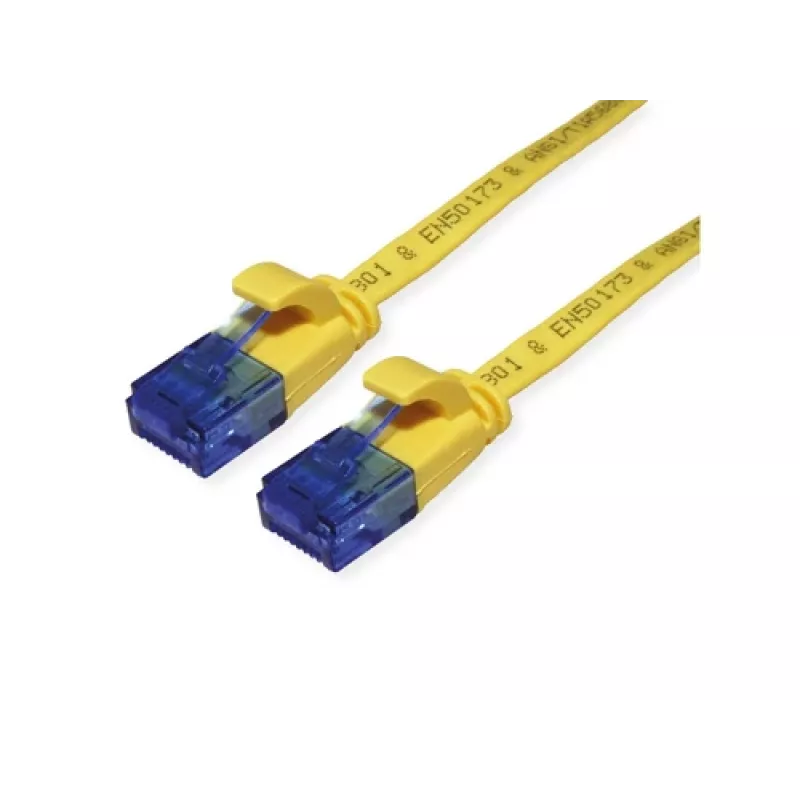 VALUE Cat.6A UTP Extra-Flat Patch Cable, Yellow, 0.5 m
