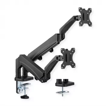 VALUE Dual Arm Desk Mount for LCD Monitors 13-27 inch, Height Adjustable, VESA 75x75/100x100, Black