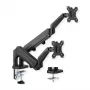 VALUE Dual Arm Desk Mount for LCD Monitors 13-27 inch, Height Adjustable, VESA 75x75/100x100, Black