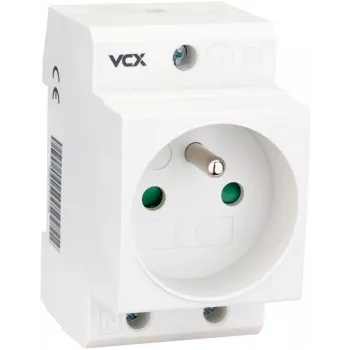 VCX GN TH DIN Rail Socket with Earthing Pin 230V 16A Schuko Type F