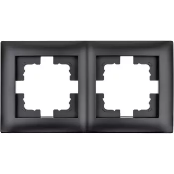 VCX LC 48C Double Black Frame – 2-Gang Flush-Mount Wall Plate, UV-Stabilized ABS