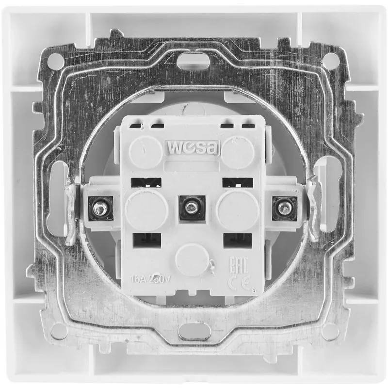 VCX WESA LC 13 Single Socket Outlet with Earthing, Type E, 16A 250V, White