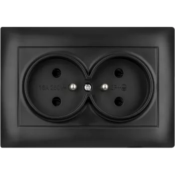 VCX WESA LC 16 Double Socket Outlet with Earthing, 16A 250V, Black