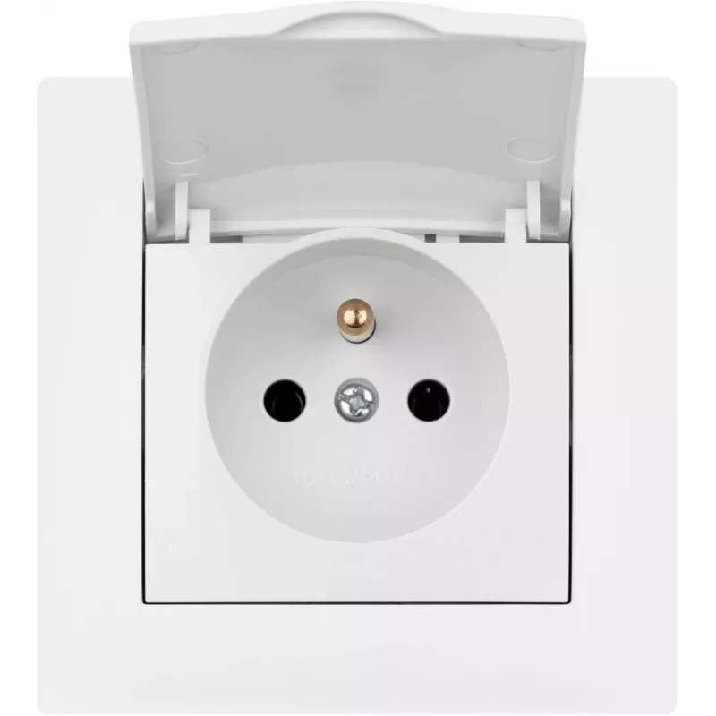 VCX WESA LC 52 Single Earthed Socket Outlet with Flap, Surface Mount, IP44, 16A, White