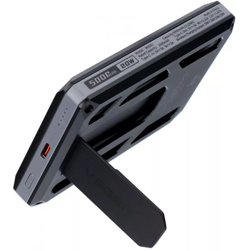 Veger GeoWallet Tracker X5 5000 mAh 20W PD QC 3.0 MFi MagSafe USB-C Power Bank - Black