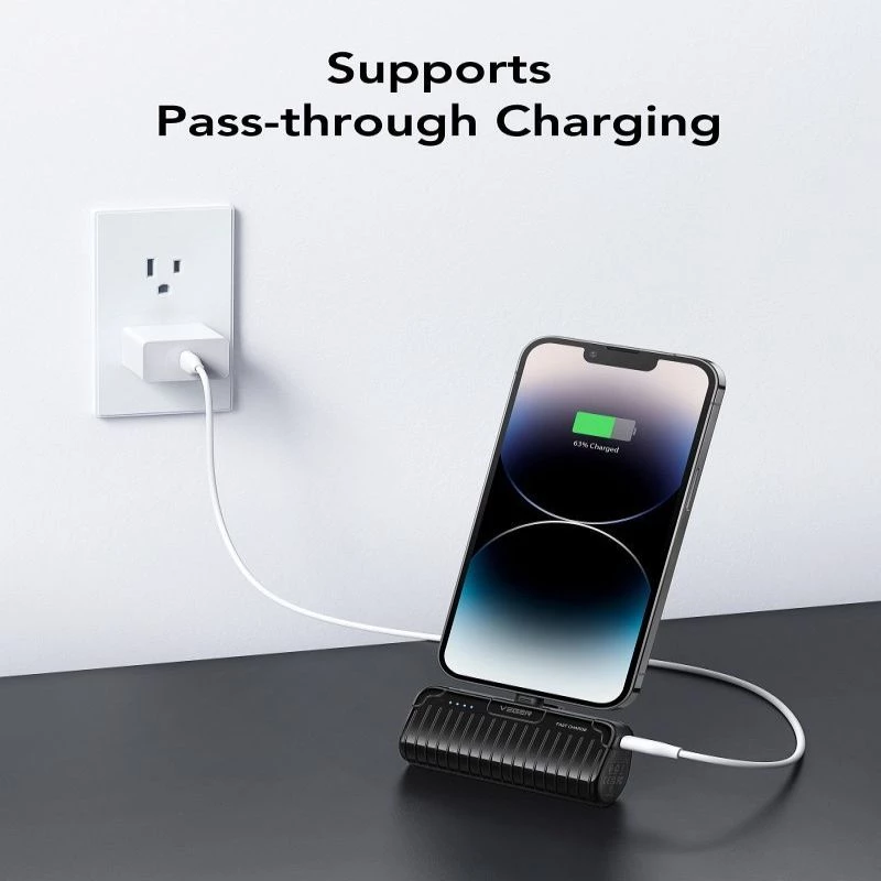 Veger PlugOn Power Bank (W0558P) 5000 mAh 20W PD QC3.0 with Built-in Lightning Connector Black