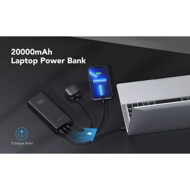 Veger Powerbank T100 (W2032C-100) PD QC3.0 5A 100W 20000 mAh Black