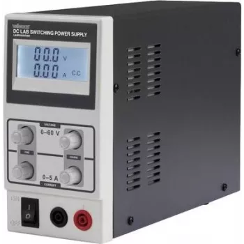 Velleman LABPS6005SM 60V 5A 300W Regulated DC Bench Power Supply with LED Display, Black/Grey