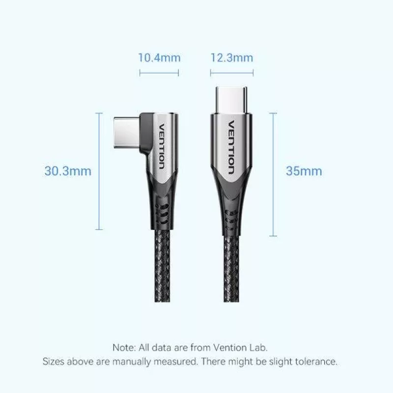 VENTION TRAHF USB-C to USB-C Cable 1m Gray 10Gbps 100W PD 4K Video