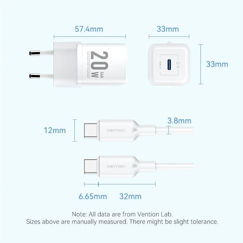 VENTION TZ-FEPW0-EU-01 20W USB-C Wall Charger Mobile Charger
