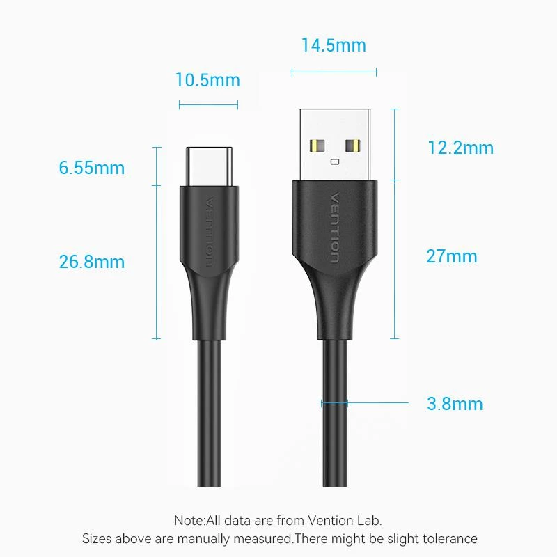 VENTION USB-C to USB 2.0 Cable 2m Black CTHBH