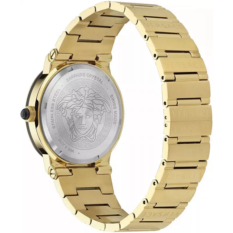 VERSACE V-Chrono Men's Watch VE7G00323 38mm Black Dial Leather Strap