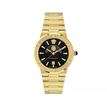 VERSACE V-Chrono Men's Watch VE7G00323 38mm Black Dial Leather Strap