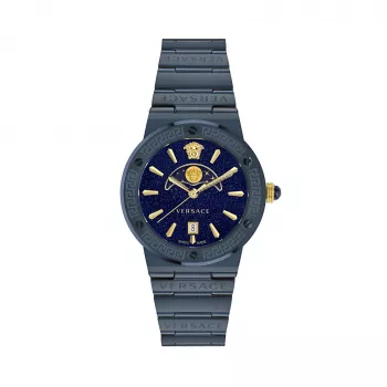 Versace V-Circle Men's Watch VE7G00423 38mm Swiss Quartz Stainless Steel Leather Black