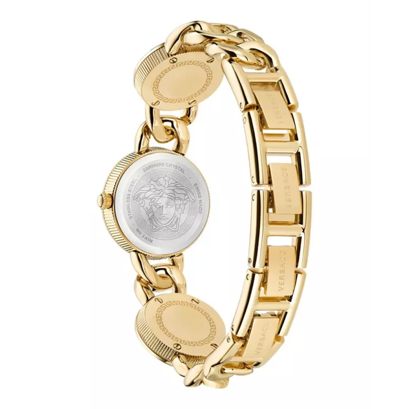 Versace V-Circle Women's Swiss Quartz Watch 26mm Black Dial Leather Strap VE3C00422