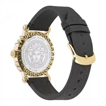 Versace V-Circle Women's Swiss Quartz Watch VE6D00223 40mm Black Dial Leather Strap