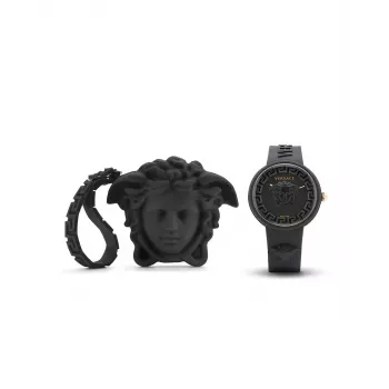 Versace V-Motif Women's Swiss Quartz Watch VE6G00223 39mm Black Dial Leather Strap