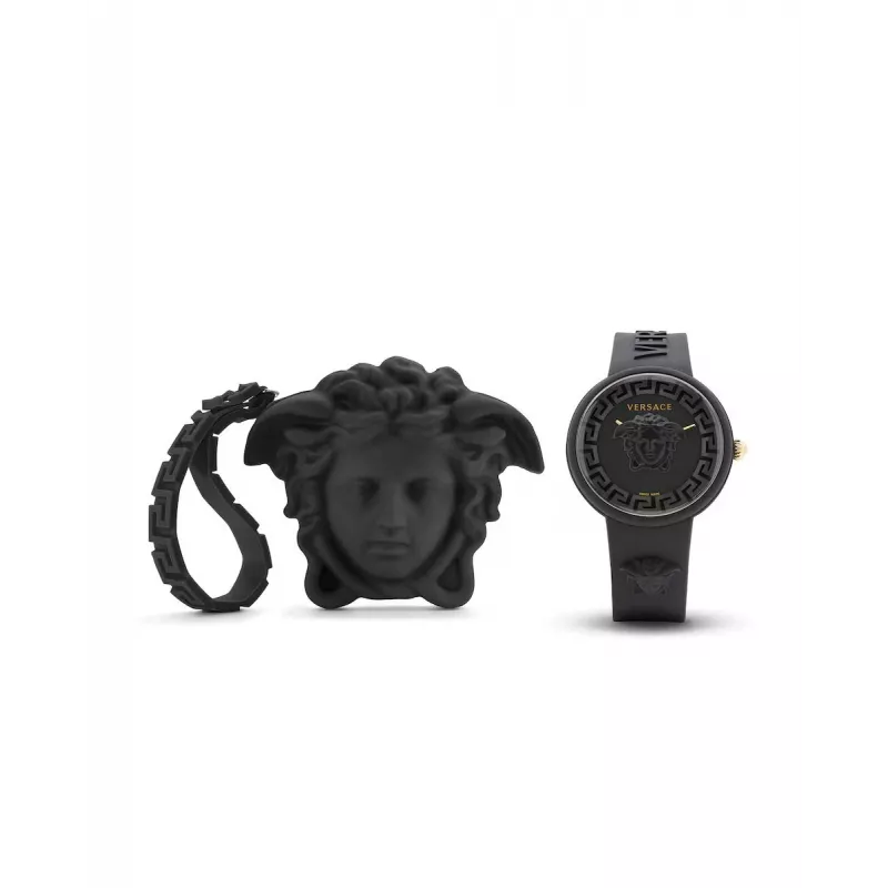 Versace V-Motif Women's Swiss Quartz Watch VE6G00223 39mm Black Dial Leather Strap