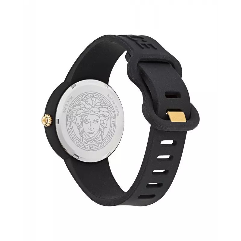 Versace V-Motif Women's Swiss Quartz Watch VE6G00223 39mm Black Dial Leather Strap