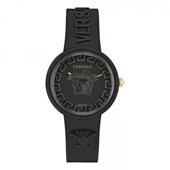 Versace V-Motif Women's Swiss Quartz Watch VE6G00223 39mm Black Dial Leather Strap
