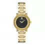 VERSACE V-Motif Women's Swiss Quartz Watch VE6I00523 35mm Black Dial Black Leather