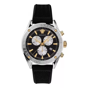 VERSACE V-Race Men's Swiss Quartz Chronograph Watch VEHB00119 - 44mm, Black Dial, Silver-Tone Stainless Steel Band