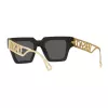 VERSACE VE4431F-GB187 Women's Cat Eye Sunglasses - Black Acetate Frame, Grey Polyamide Lenses, UV400 Protection, 50/22/145 mm