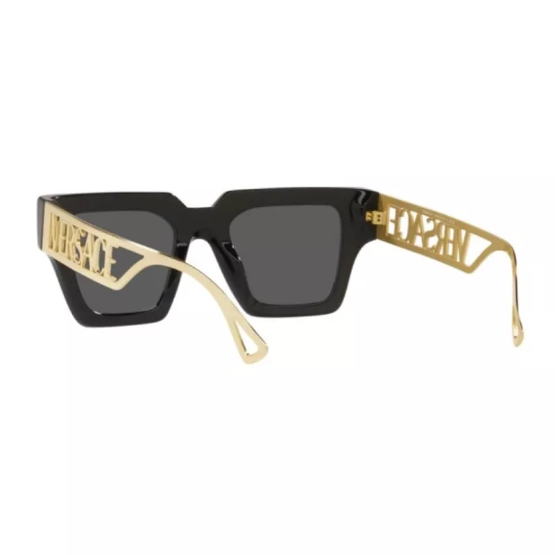 VERSACE VE4431F-GB187 Women's Cat Eye Sunglasses - Black Acetate Frame, Grey Polyamide Lenses, UV400 Protection, 50/22/145 mm