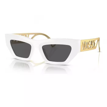 VERSACE VE4432U40187 Women's Cat Eye Sunglasses - Black Acetate Frame, Grey Polycarbonate Lenses, UV400 Protection