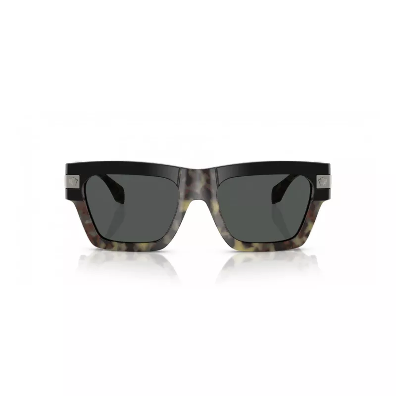 VERSACE VE4464-545687 Men's Rectangular Sunglasses Transparent Grey Frame Dark Grey Lens 52mm