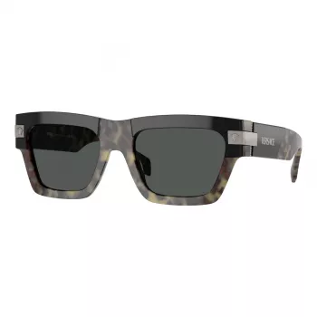 VERSACE VE4464-545687 Men's Rectangular Sunglasses Transparent Grey Frame Dark Grey Lens 52mm