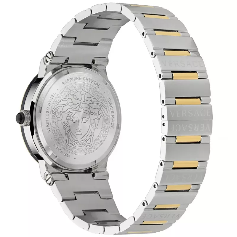 VERSACE VE7G00223 Men's Swiss Quartz Watch 38mm Black Dial Leather Strap