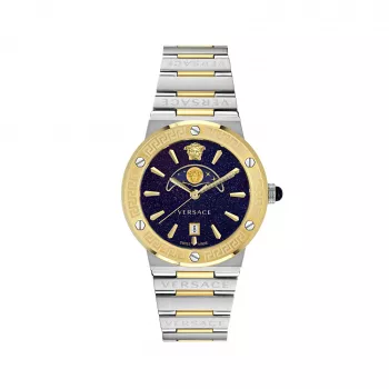 VERSACE VE7G00223 Men's Swiss Quartz Watch 38mm Black Dial Leather Strap