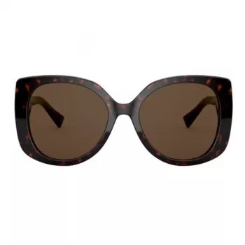 VERSACE Women's Sunglasses VE4375F-10873 Havana Acetate Square Full-Rim Gradient Brown Lenses 53mm