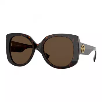 VERSACE Women's Sunglasses VE4375F-10873 Havana Acetate Square Full-Rim Gradient Brown Lenses 53mm