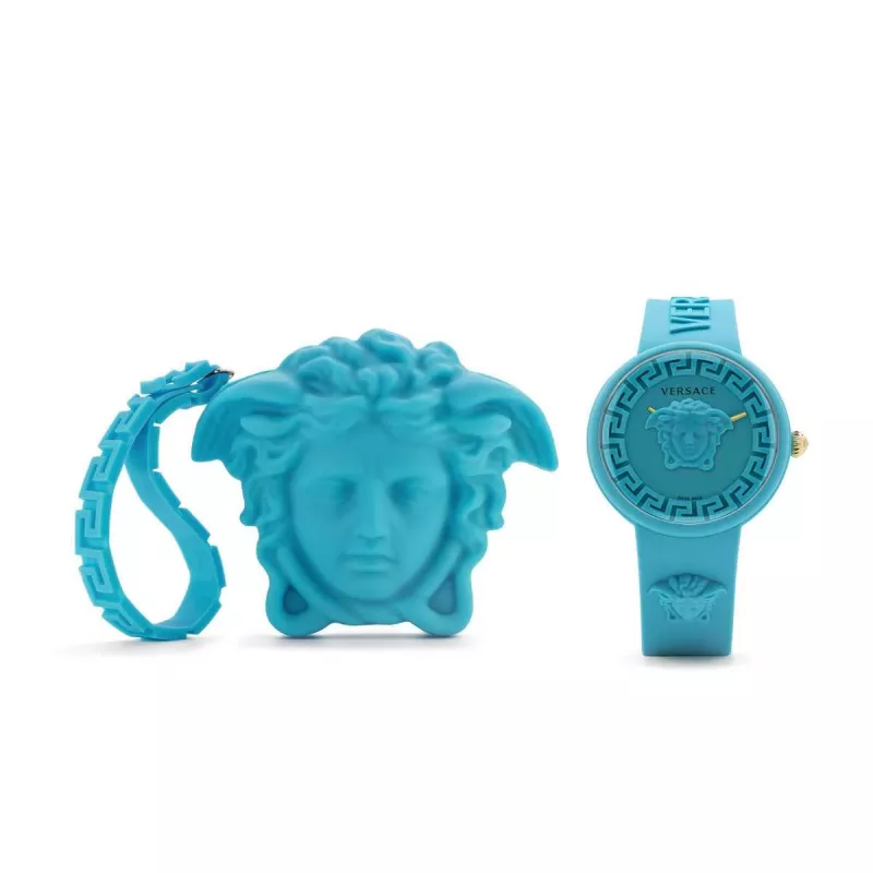 Versace Women's V-Motif Swiss Quartz Watch VE6G00423 (39mm) Black Dial Leather Strap