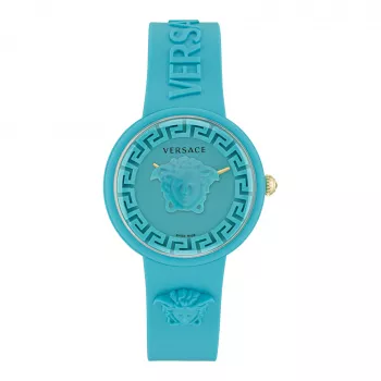Versace Women's V-Motif Swiss Quartz Watch VE6G00423 (39mm) Black Dial Leather Strap