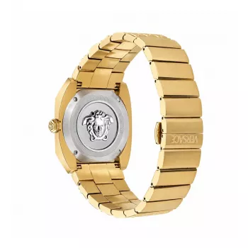 Versace Women's VE8F00424 Swiss Quartz Watch 44mm Black Dial Leather Strap