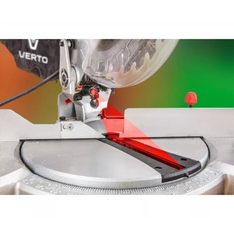 VERTO Mitre Saw 1500W, 210 x 30 mm Blade, 5000 RPM, Laser Guide, Aluminium Base