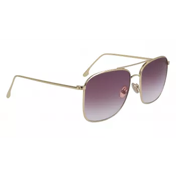 Victoria Beckham VB202S-712 Women's Oversized Square Sunglasses Gold Metal Frame Brown Gradient Lens 59mm