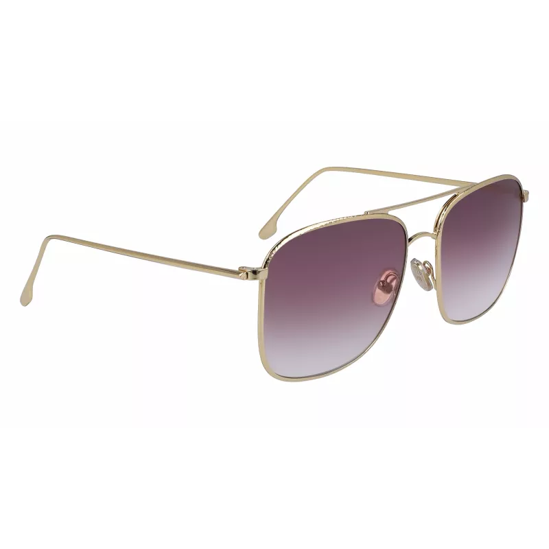 Victoria Beckham VB202S-712 Women's Oversized Square Sunglasses Gold Metal Frame Brown Gradient Lens 59mm