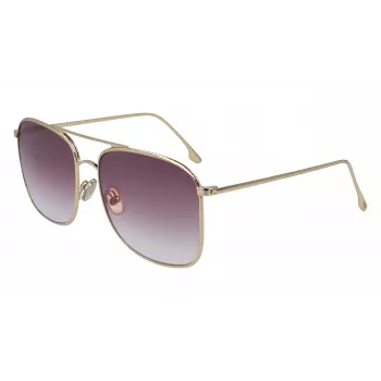 Victoria Beckham VB202S-712 Women's Oversized Square Sunglasses Gold Metal Frame Brown Gradient Lens 59mm