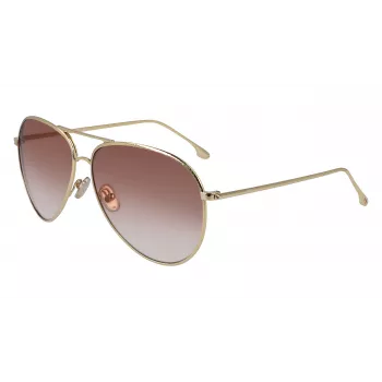 Victoria Beckham VB203S-712 Women's Sunglasses Gold Frame Brown Gradient Lens 62mm