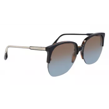 Victoria Beckham VB617S-005 Women's Oversized Square Sunglasses, Shiny Black Frame, Grey Lenses, 63/15/140 mm