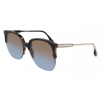 Victoria Beckham VB617S-005 Women's Oversized Square Sunglasses, Shiny Black Frame, Grey Lenses, 63/15/140 mm