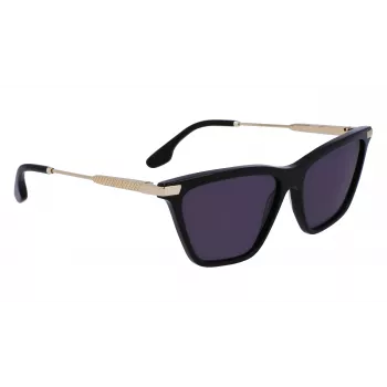 Victoria Beckham VB663S-001 Women's Sunglasses - Black Acetate Frame, Grey Polycarbonate Lens, 57/15/140 mm